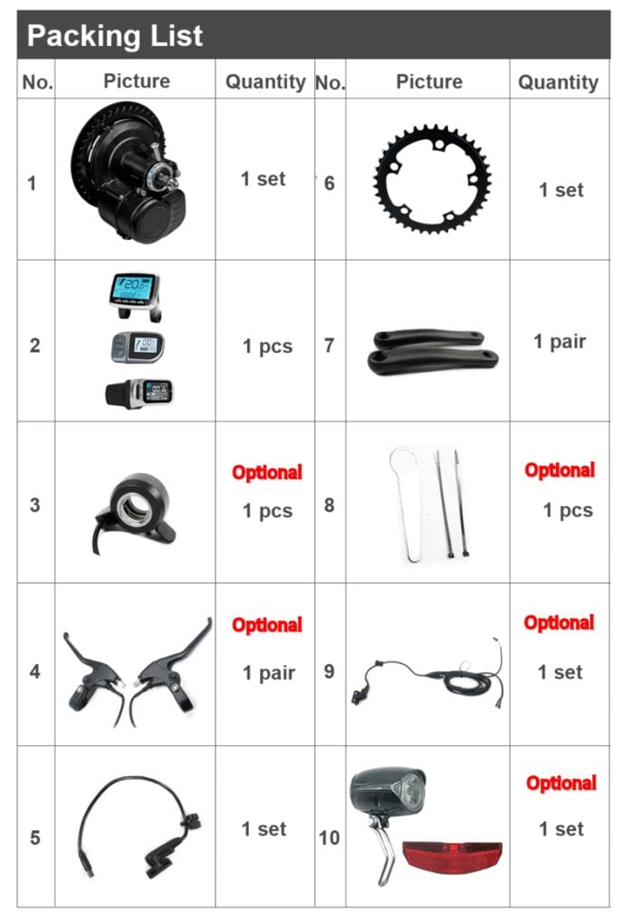 Tongsheng TSDZ2 parts