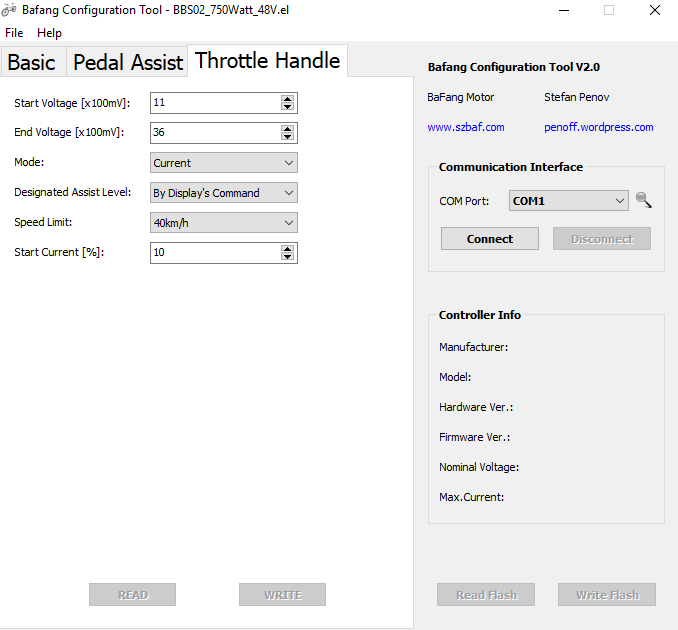 Bafang configuration tool throttle handle tab